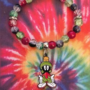 Handmade Beaded Glass Marvin the Martian Bracelet